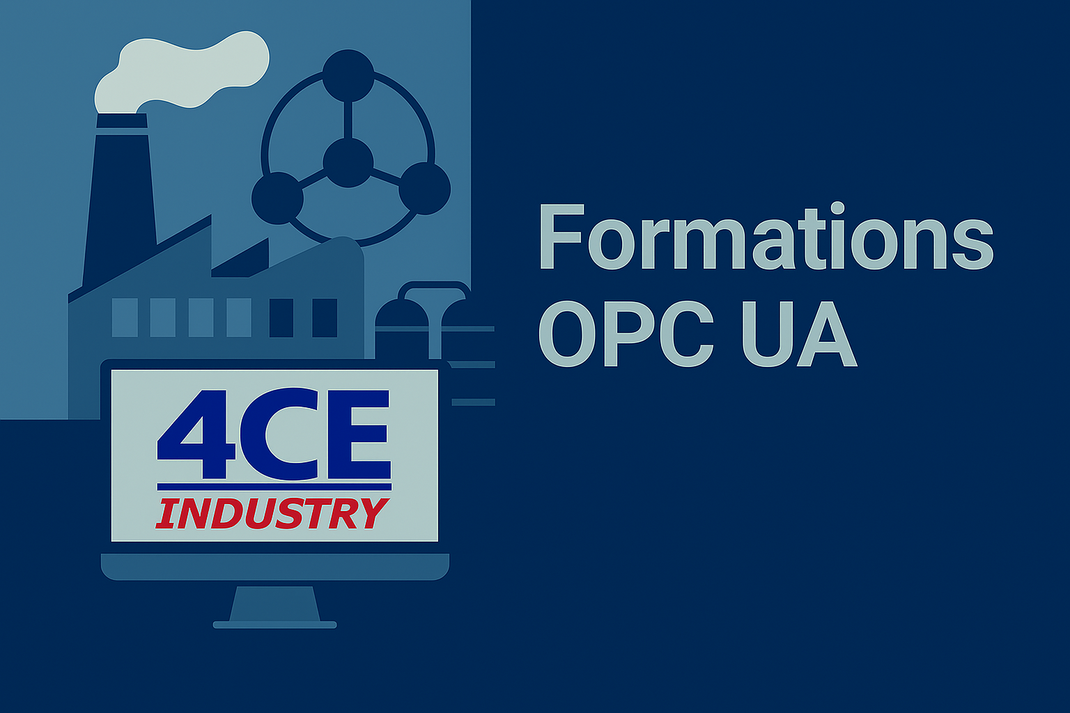 Illustration ieprésentant les formations OPC UA industrielles, proposée par 4CE Industry